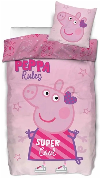 6: Gurli gris sengetøj - 140x200 cm - Gurli gris Peppa rules - Vendbar dynebetræk - 100% bomulds sengesæt